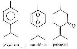 cymene, ascaridole, pulegone