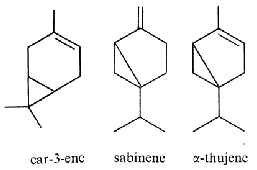 carene, sabinene, thujene