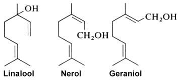 linalool, nerol, geraniol
