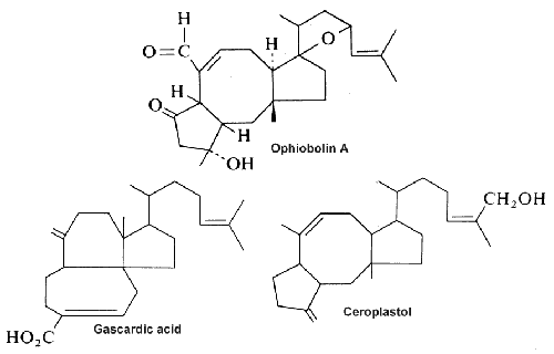 ophiobolin, gascardic acid, ceroplastol